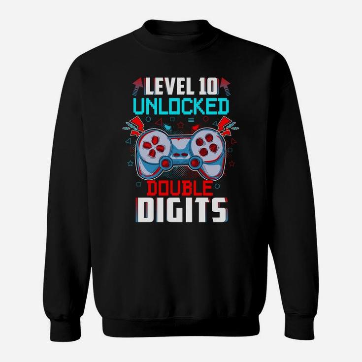 10Th Birthday For Boys Double Digits 10 Year Old Gifts Gamer Sweatshirt