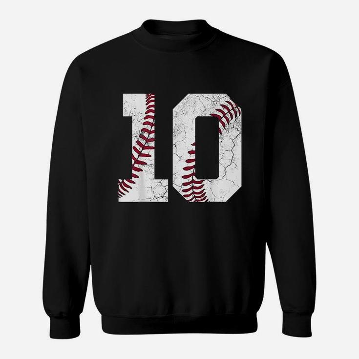 10Th Birthday Gift Baseball Boys Kids Ten Number 10 Tenth Sweatshirt