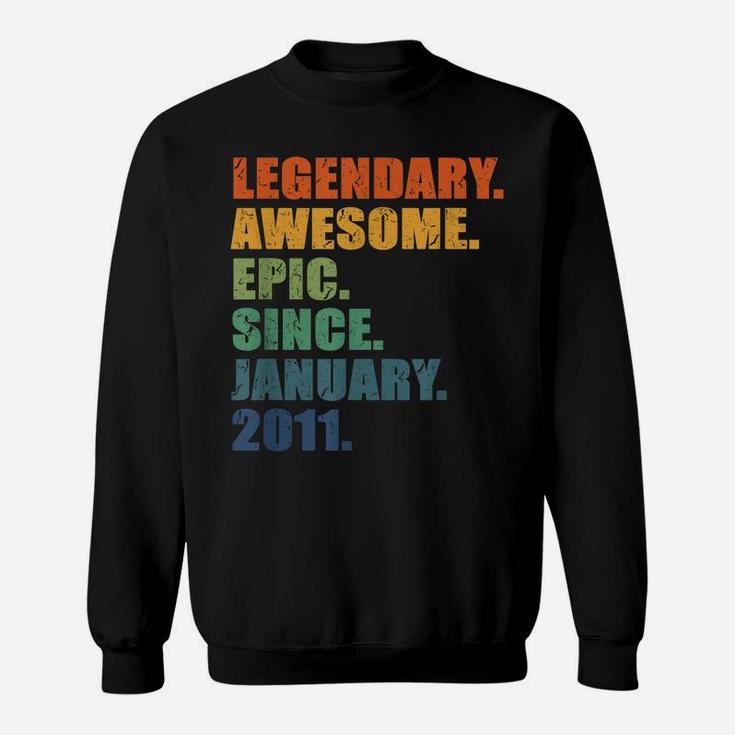 10Th Birthday Gift For Boys Girls, January 2011 10 Years Old Sweatshirt