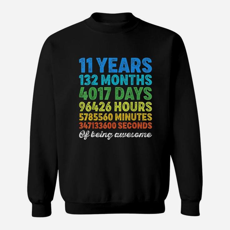 11 Years Old 11Th Birthday Vintage Retro Countdown Sweatshirt