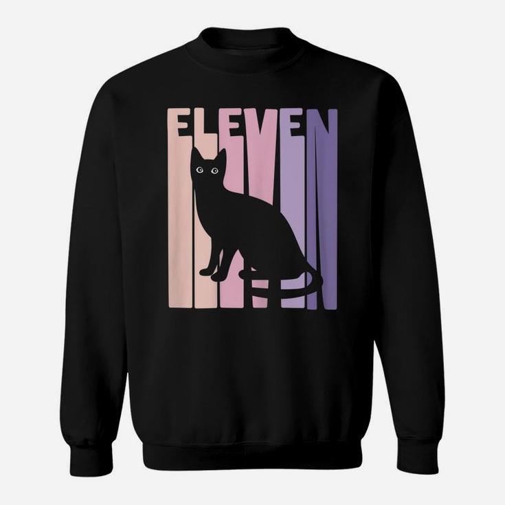 11Th Birthday Gift Cute Cat Fan 11 Years Old For Girls Sweatshirt
