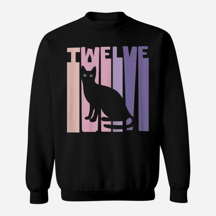 12Th Birthday Gift Cute Cat Fan 12 Years Old For Girls Sweatshirt