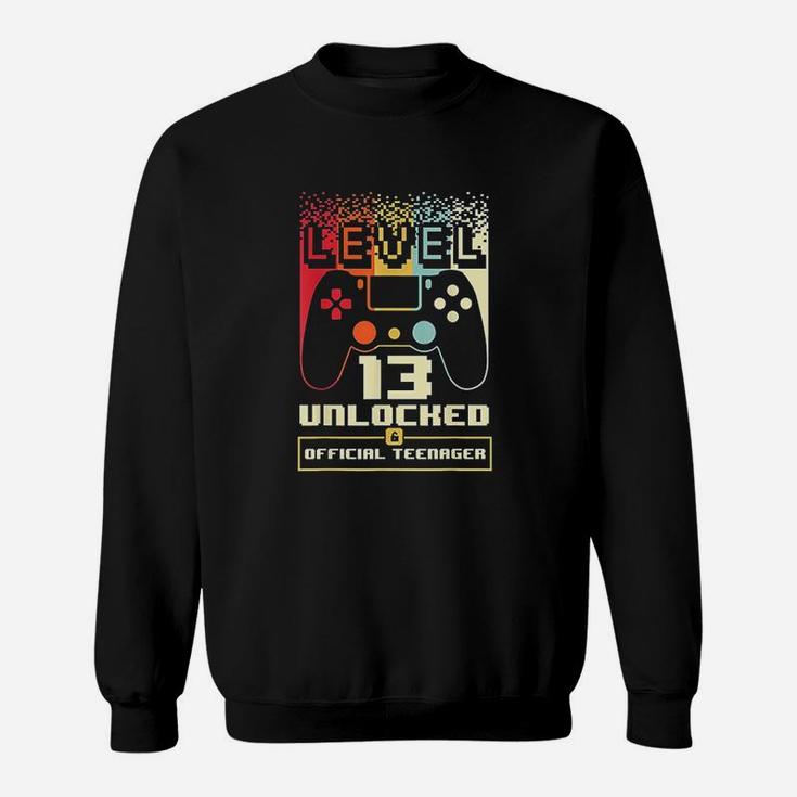13Th Birthday Gift Boys Level 13 Unlocked Official Teenager Sweatshirt