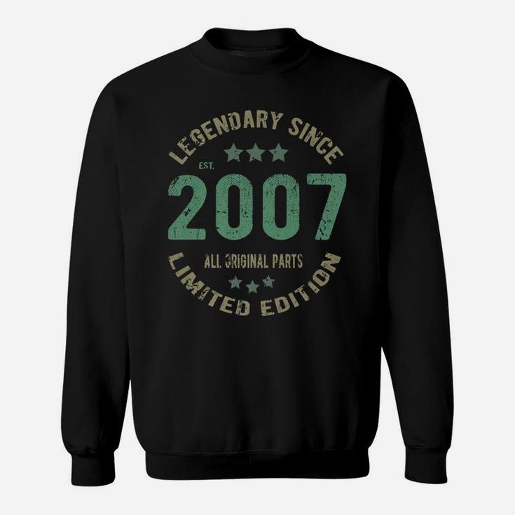 14 Years Old Bday Legend Since 2007 - Vintage 14Th Birthday Sweatshirt