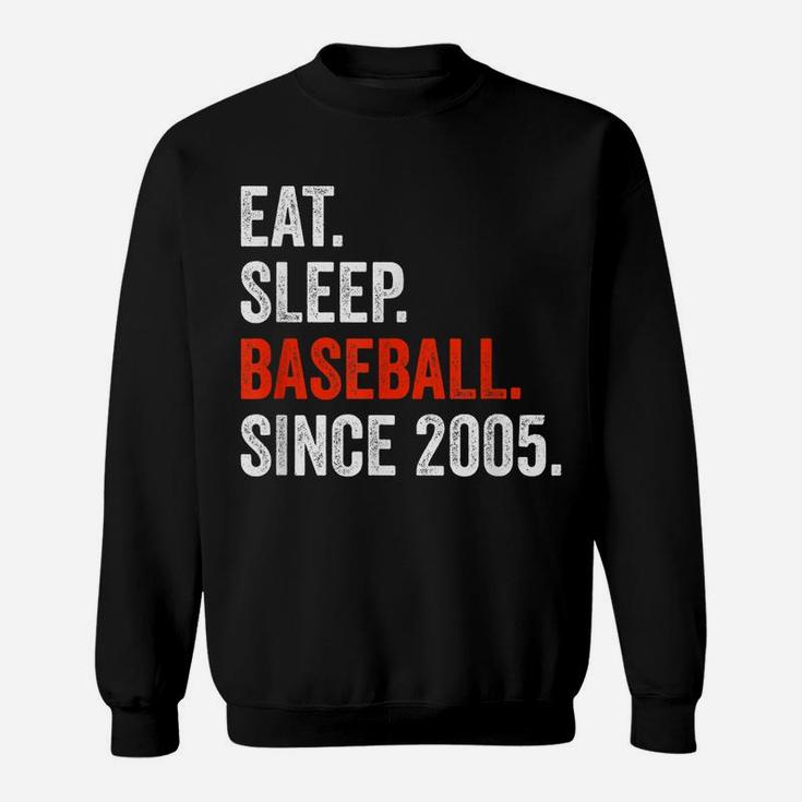 16Th Birthday Baseball Shirt Eat Sleep Since 2005 Girls Boys Sweatshirt