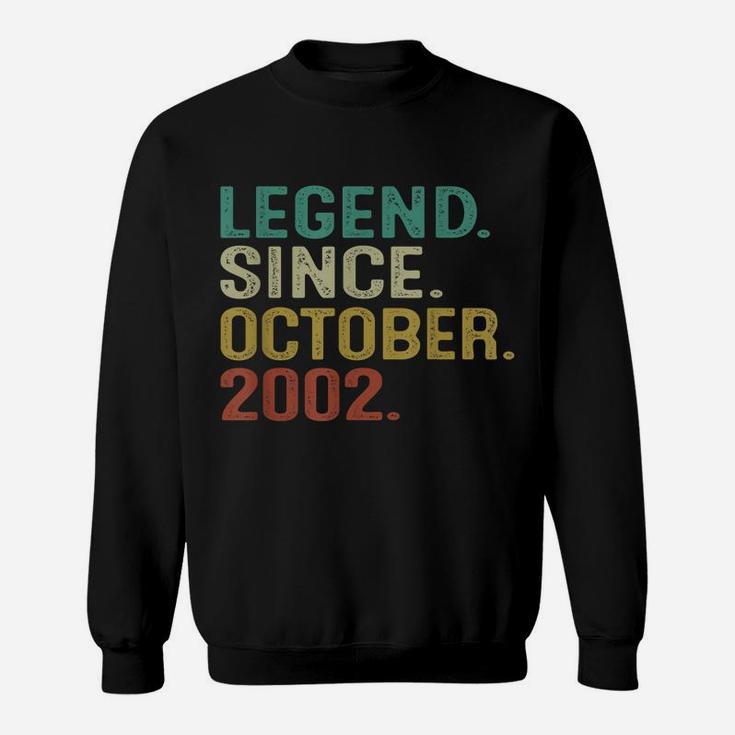 19 Years Old Vintage Legend Since October 2002 19Th Birthday Sweatshirt