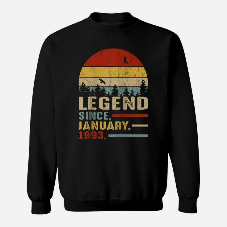 28 Years Old Retro Birthday Gift Legend Since January 1993 Raglan Baseball Tee Sweatshirt