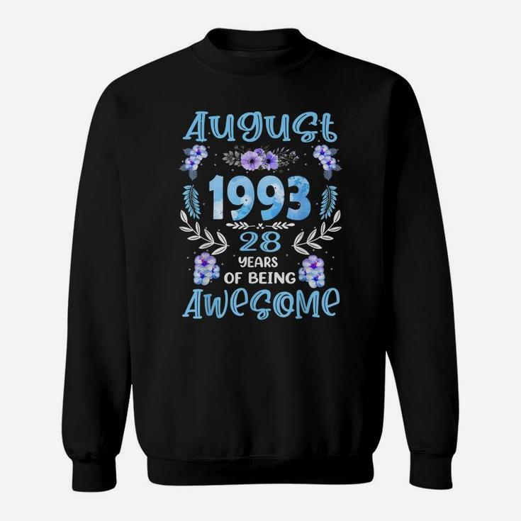 28 Years Old Vintage 1993 August Girl 28Th Birthday Flower Sweatshirt