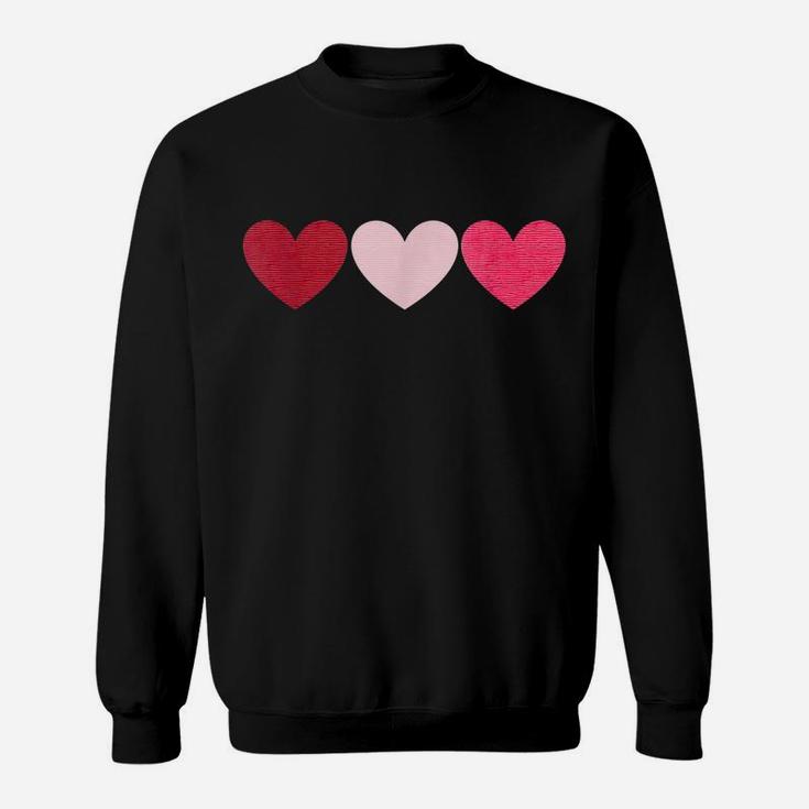 3 Hearts Cool Vintage Retro Valentines Day Gift Women Men Sweatshirt