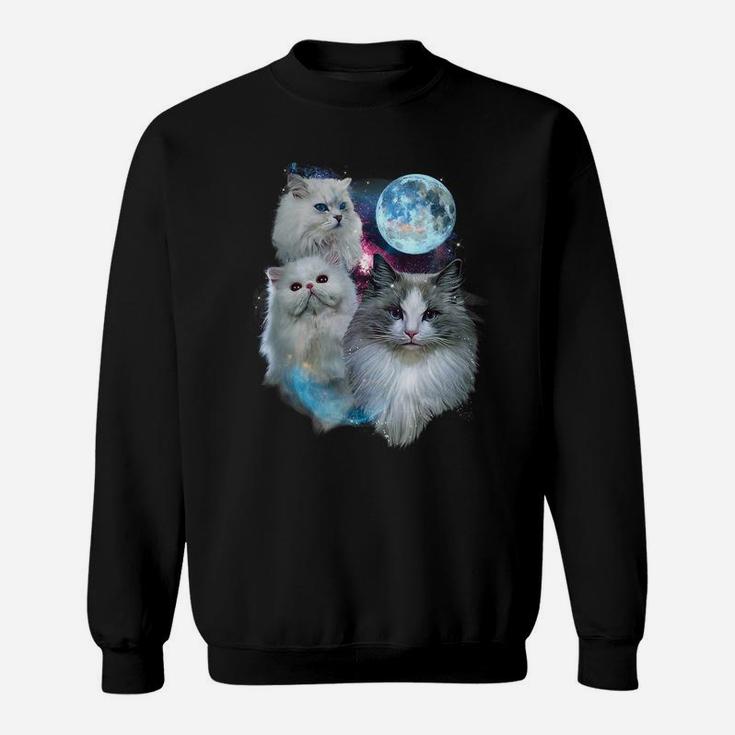 3 Moon Cat Feline Lovers Kitten Adorable Kitty Cat Novelty Sweatshirt
