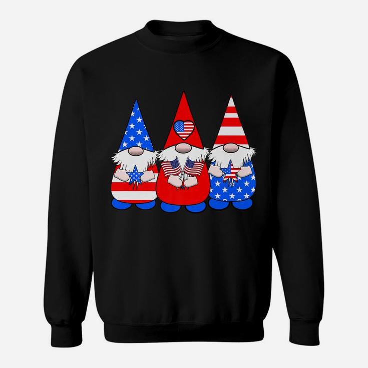 3 Patriotic Gnomes American Flag Red White Blue Usa Sweatshirt