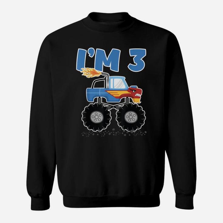 3Rd Birthday For Three Years Kids Monster Truck Sweatshirt