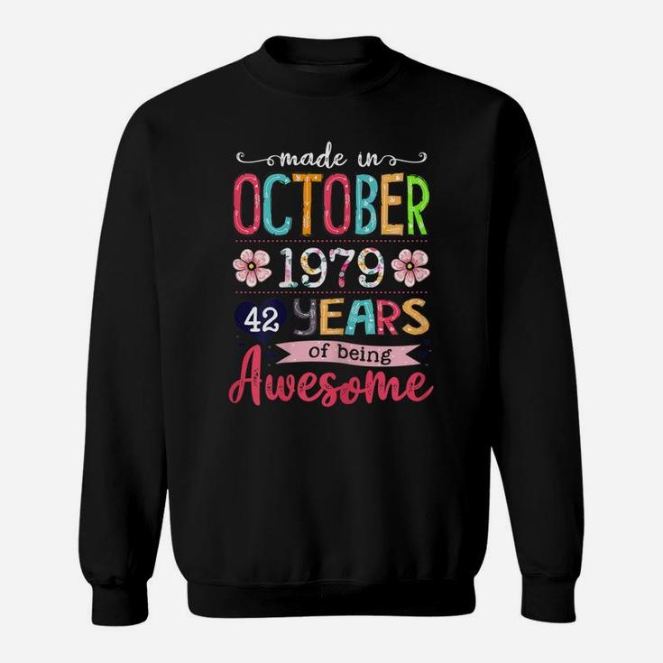 42 Years Old Floral Awesome Since October 1979 42Nd Birthday Sweatshirt