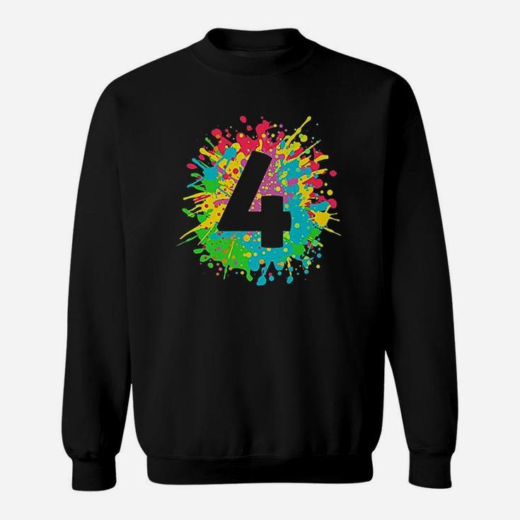 4Th Birthday For Kids Number 4 In Paint Splashes Sweatshirt