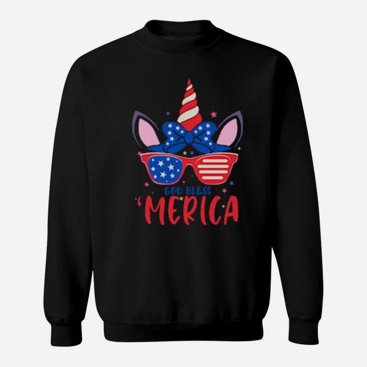 4Th Of July Patriotic God Bless Merica Unicorn Sweatshirt