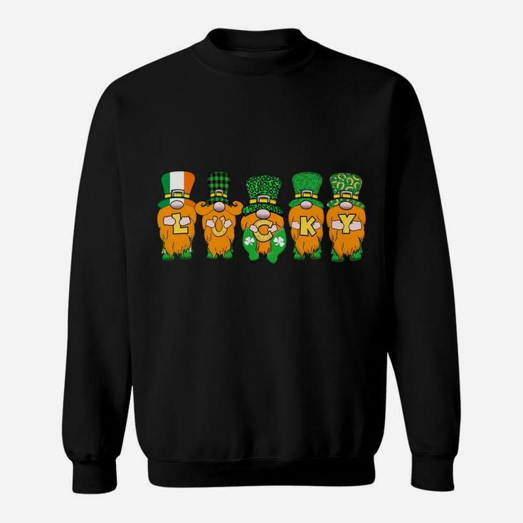 5 Cute Irish Gnomes Leprechauns Lucky Green Shamrocks Sweatshirt Sweatshirt