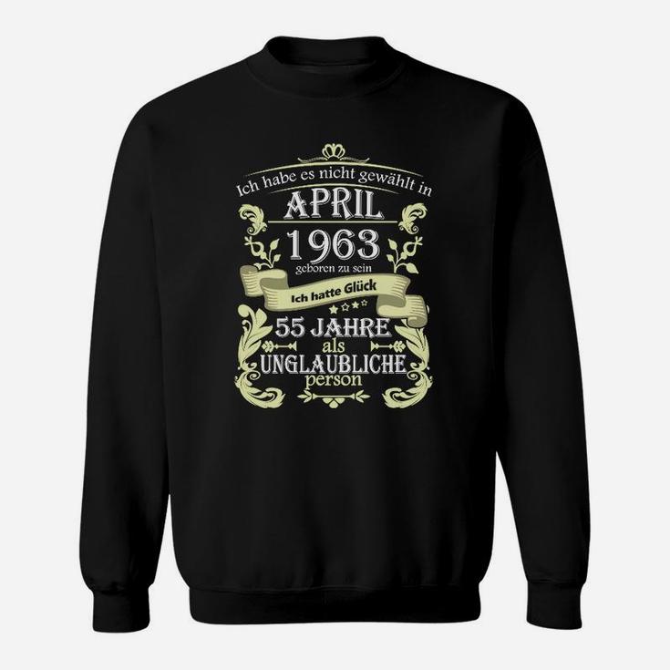 55 Jahre Unglaublich Sweatshirt, Jubiläum April 1963 Tee in Schwarz