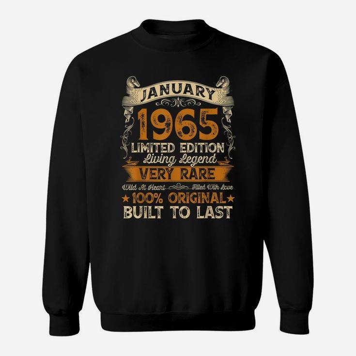 56Th Birthday Gift 56 Years Old Retro Vintage January 1965 Sweatshirt