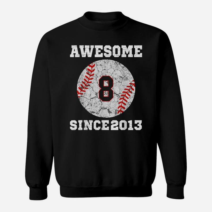 8Th Birthday Baseball Lover Gift 8 Years Old Vintage Retro Sweatshirt