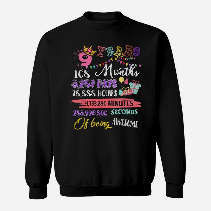 9Th Birthday Tshirt For Girls 9 Years Old Being Awesome Gift Sweatshirt