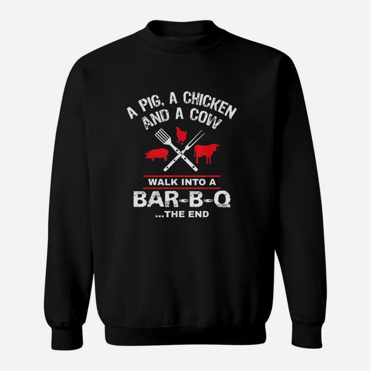 A Pig Chicken Cow Walk Into A Bar Sweatshirt