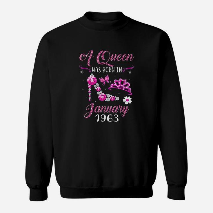 A Queen Was Born In January 1963 58Th Birthday Sweatshirt