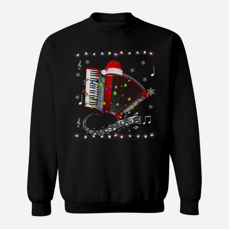 Accordion Instrument Santa Hat Christmas Lights Xmas Gifts Sweatshirt