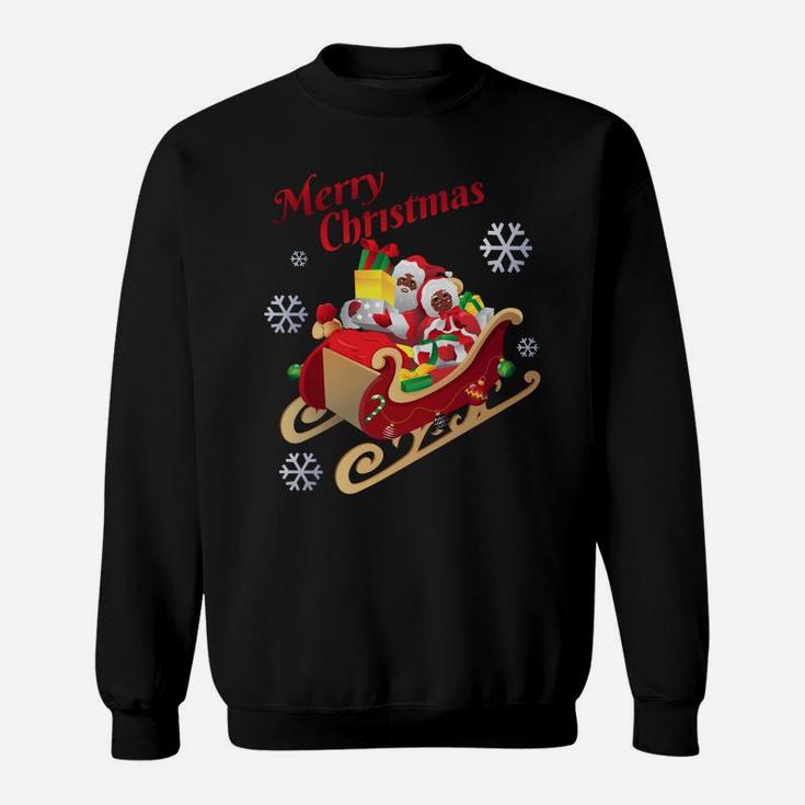 African American Santa Claus & Mrs Claus Merry Christmas Sweatshirt Sweatshirt
