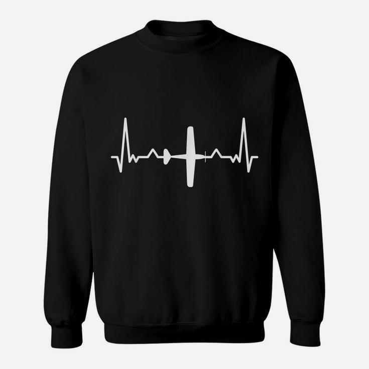 Airplane Pilot Heartbeat Graphic Sweatshirt