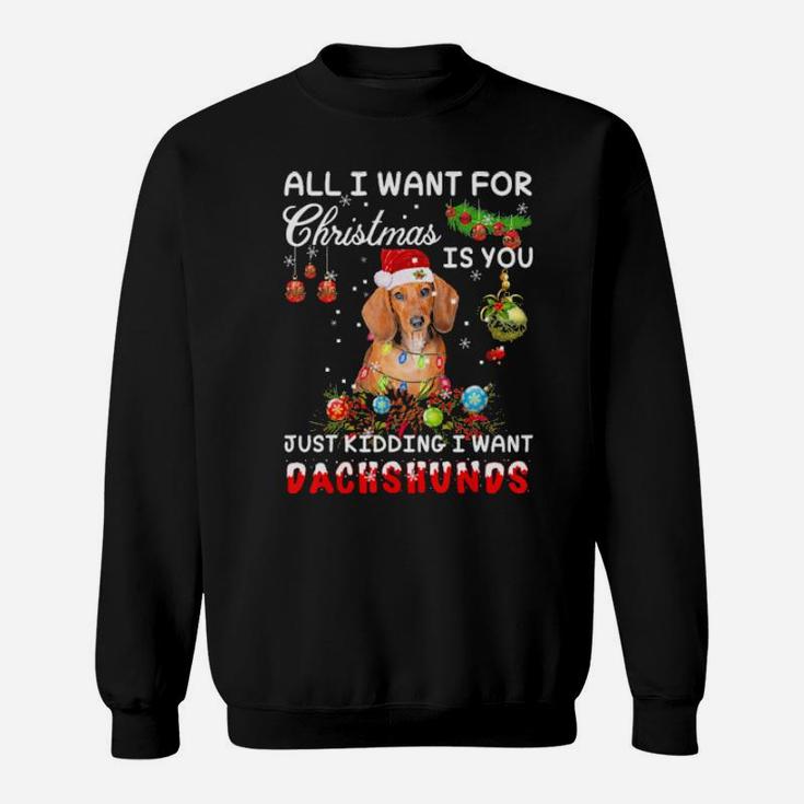 All I Want For Xmas Is You Just Kidding I Want Dachshund Sweatshirt