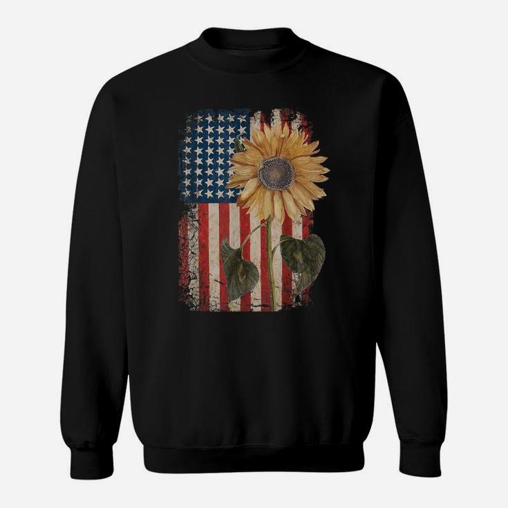 America Sunflower Flag 4Th July American Patriotic Flower Sweatshirt