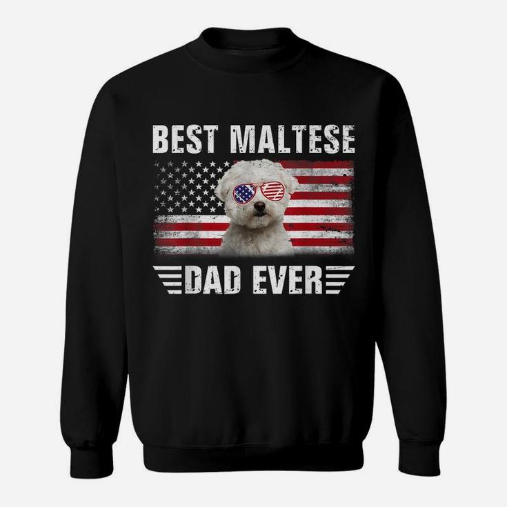 American Flag Best Maltese Dad Ever Tee Dog Dad Sweatshirt