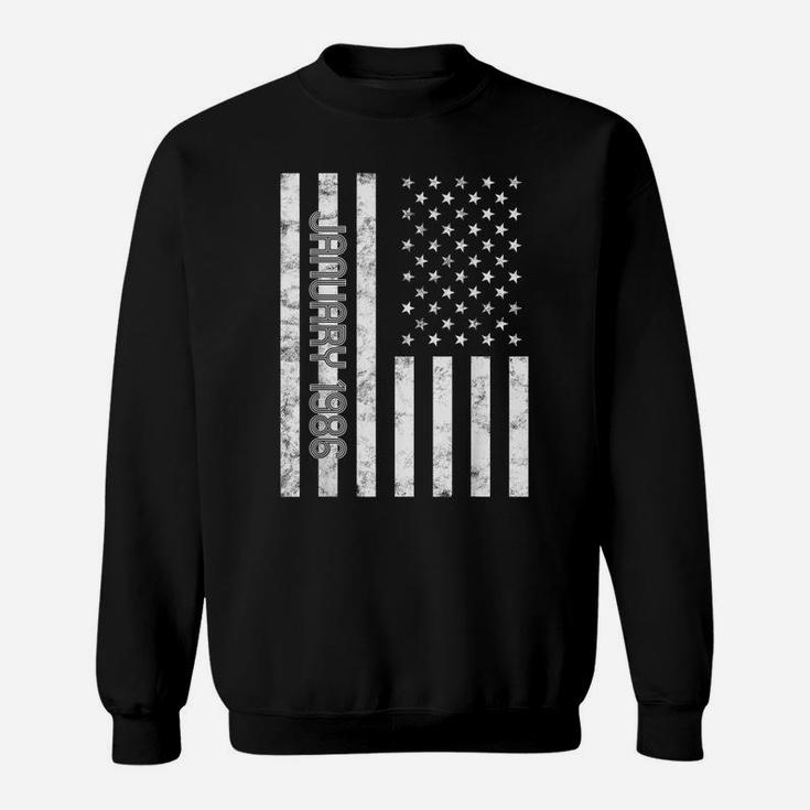 American Flag January 1986 Birthday Gift Retro Usa Sweatshirt
