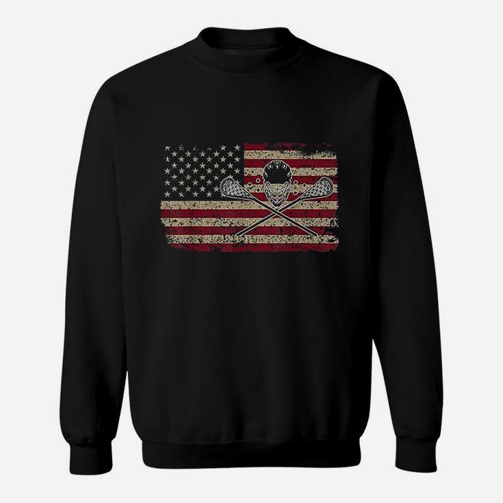 American Flag Lacrosse Gift Proud Usa Lax Player Jersey Sweatshirt
