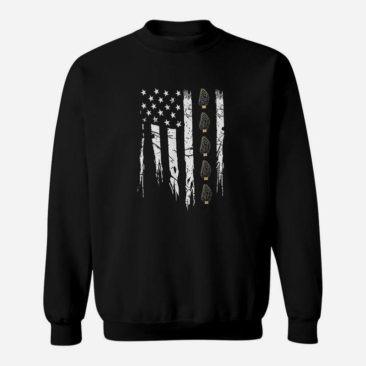 American Mushroom Hunterwith Morels In Usa Flag Sweatshirt