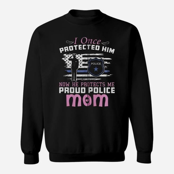 American Police Thin Blue Line Gift  Proud Mom Zip Hoodie Sweatshirt