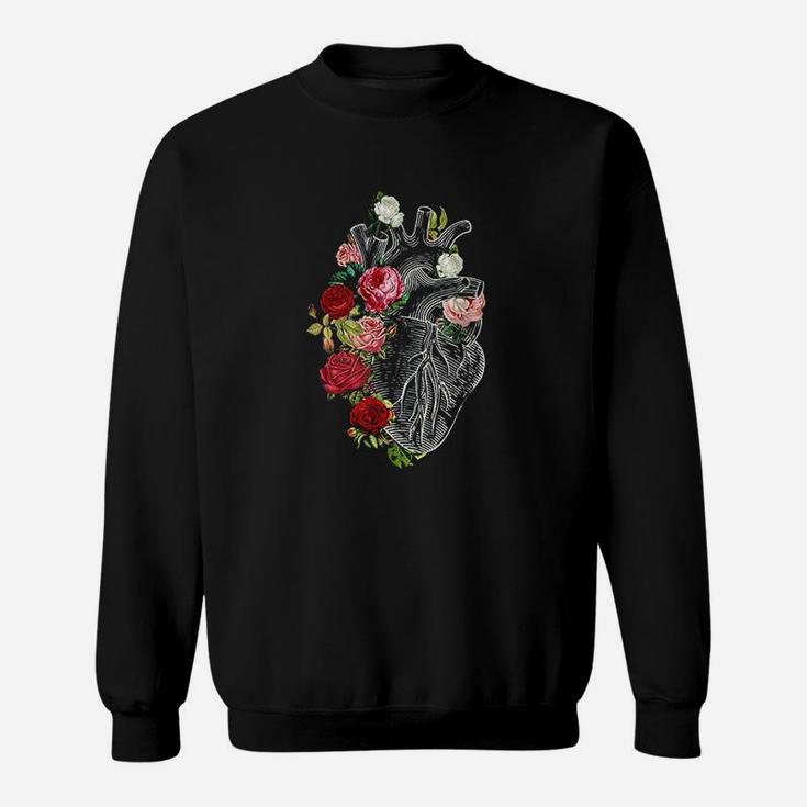 Anatomical Heart And Flowers Flower Anatomical Heart Sweatshirt