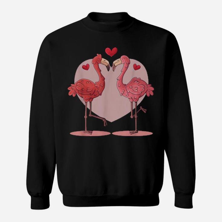 Animal Love Valentines Day Cute Flamingo Pink Heart Sweatshirt