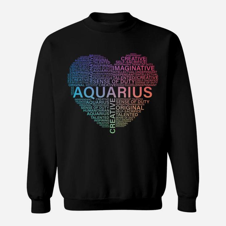 Aquarius Heart Birthday Astrology Zodiac Sign Women Men Sweatshirt