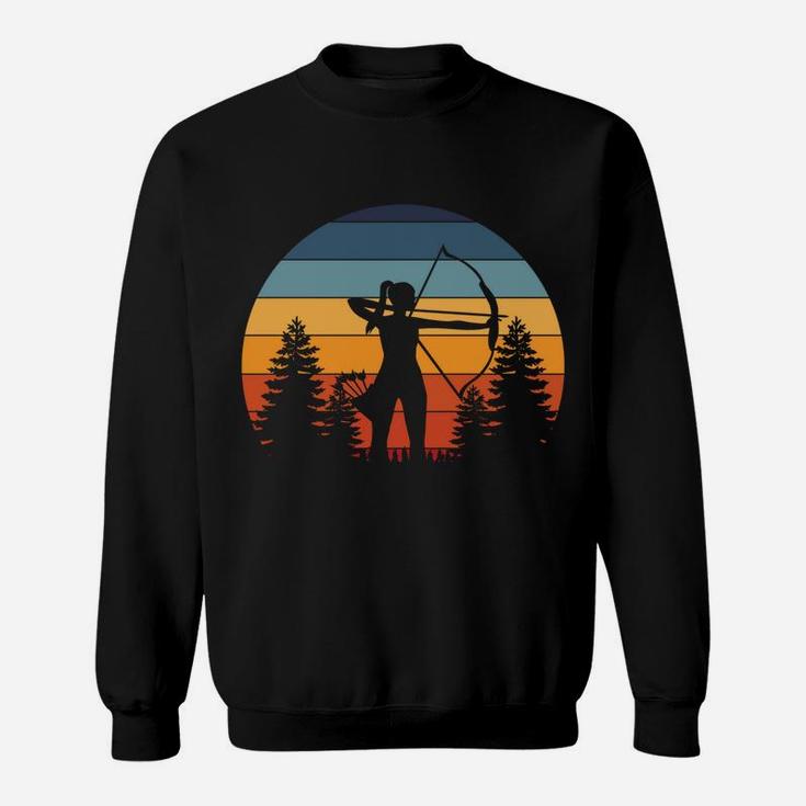Archery Girl, Archer Bow, Vintage Retro Sunset, Nice Woman Sweatshirt