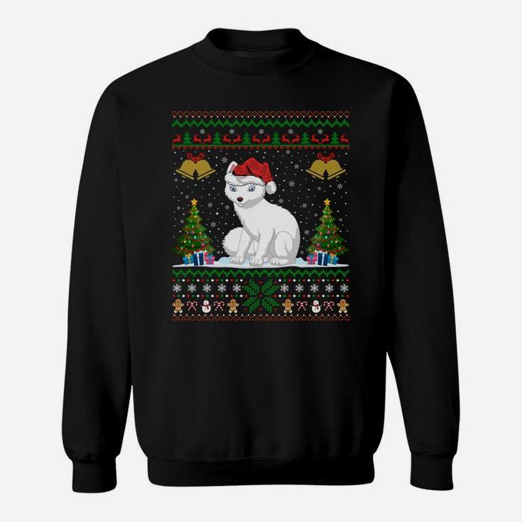 Arctic Fox Xmas Gift Santa Hat Ugly Arctic Fox Christmas Sweatshirt Sweatshirt