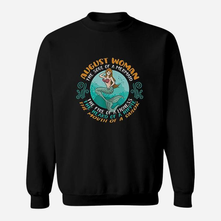 August Woman Soul Of Mermaid Leo Zodiac Birthday Sweatshirt