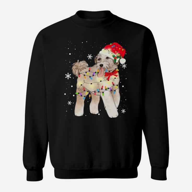 Aussiedoodle Dog Christmas Light Xmas Mom Dad Gifts Sweatshirt