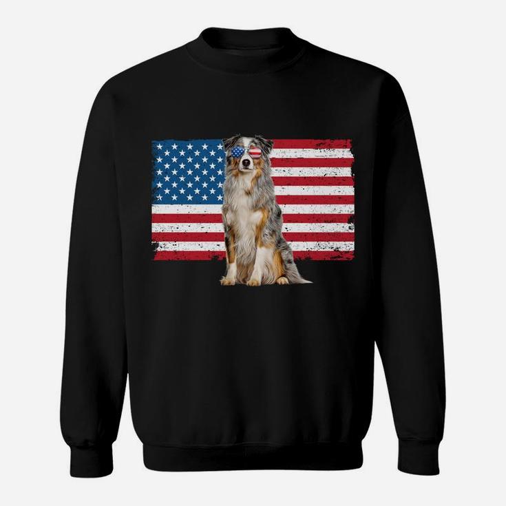 Australian Shepherd Dad American Flag Dog Lover Aussie Dad Sweatshirt Sweatshirt