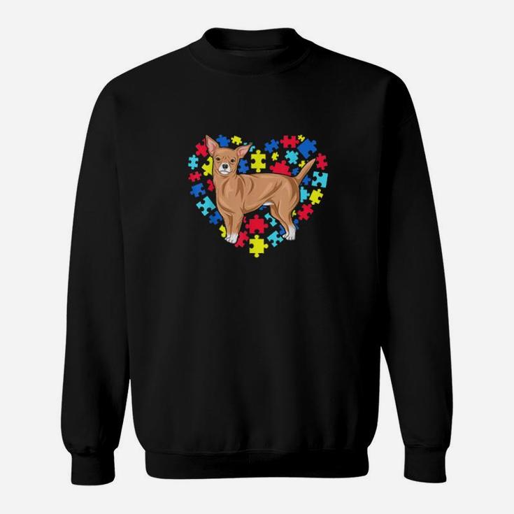 Autism Awareness Chihuahua Dog Mom Dad Valentine Sweatshirt