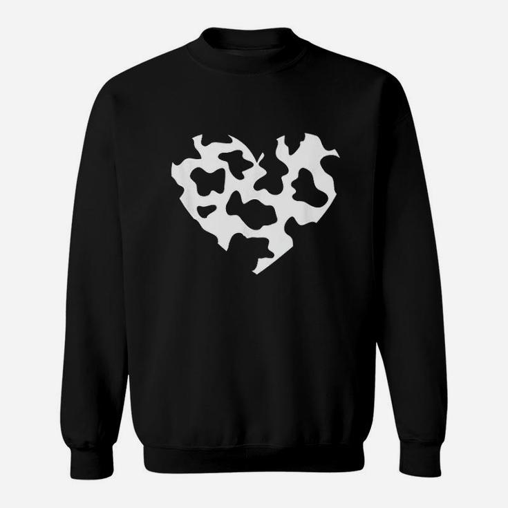 Awesome Cow Print Black N White Print Heart Sweatshirt