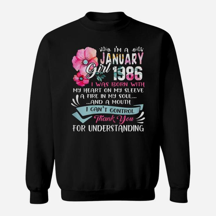 Awesome Since 1986 35Th Birthday I'm A January Girl 1986 Sweatshirt