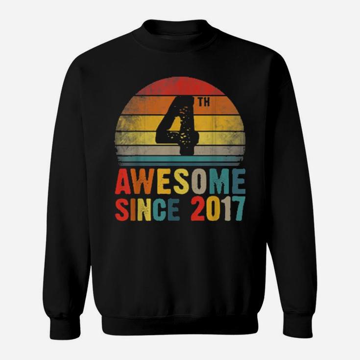 Awesome Since 2017 Distressed 4Th Birthday 4 Yrs Old Sweatshirt