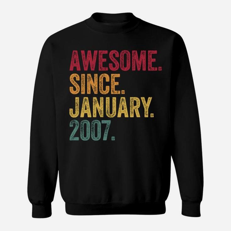 Awesome Since January 2007 14Th Birthday Gift Retro Vintage Sweatshirt Sweatshirt