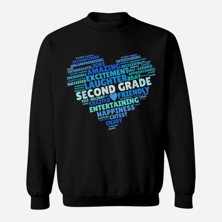 Back To School Heart Second Grade Love Words Teacher Student Sweatshirt